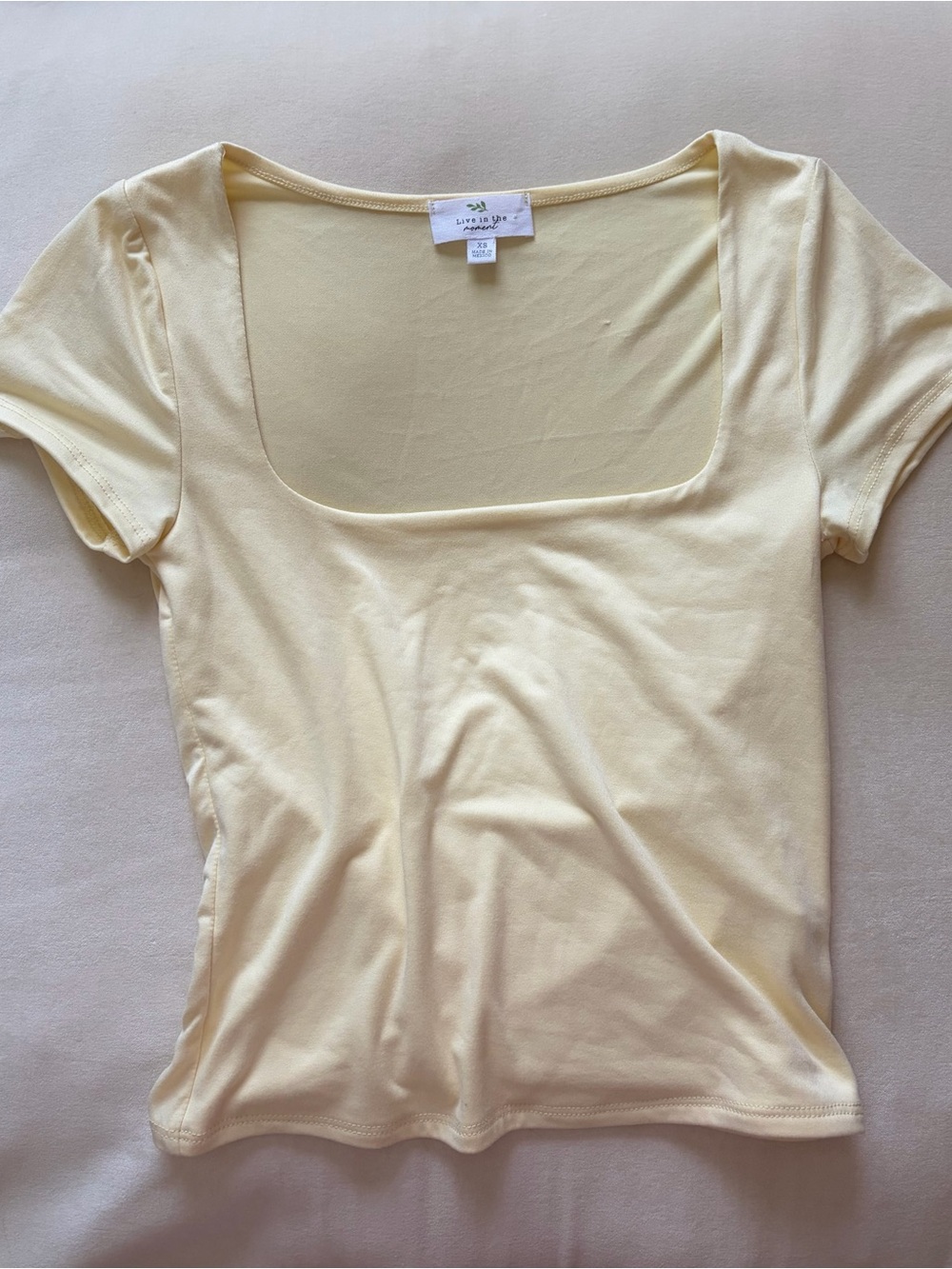 Women’s Butter Yellow Square Neck Top- XS